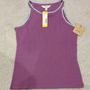 NWT Bixby Nomad Sz 16-18 Girls Fitted Purple Ribbed Sleeveless Tank Top